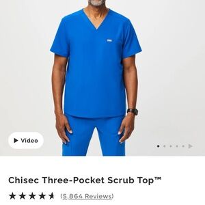 Figs chisec scrub top royal blue- men’s S NEW